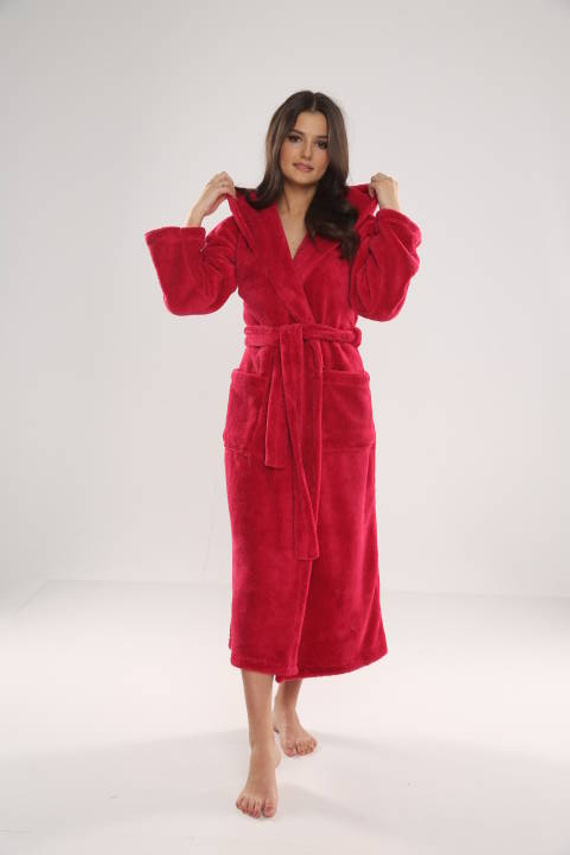 807 Luna II Ladies' Long Dressing Gown Forex - Himbeere