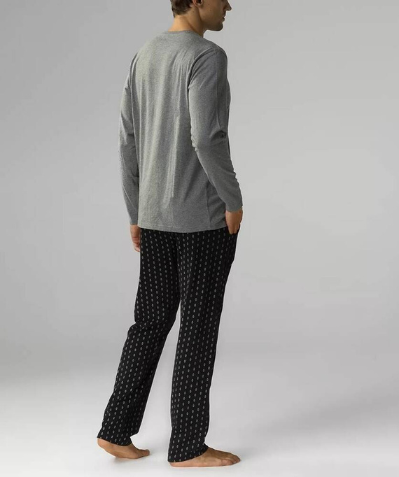 NMP-373 Herren-Langarmpyjama, Atlantic – grau schwarz