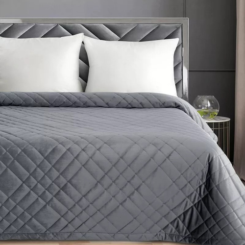 Ria 6 Dekorative Tagesdecke aus Velours. Euro-Vorhänge aus Stahl