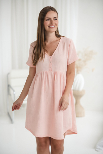 Umstands- und Stillnachthemd Aurora aus Musselin, Milk&Love, Lachsfarben