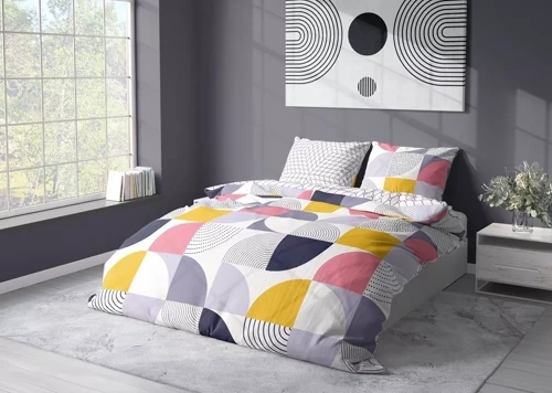 Milargo Verde 008 Geometrische Satinbettwäsche Farograu