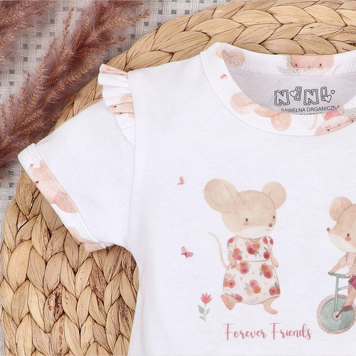 Baby T-Shirt Nini Little Mouse Bio-Baumwolle Kurzarm Druck Mädchen