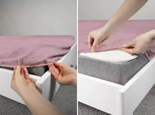 Mikrosatin Spannbettlaken Poly Detexpol glatt mit Gummizug pastel pink