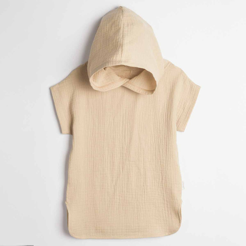 Kinderponcho Nicol 224392 Musselin 100% Baumwolle mit Kapuze – Beige