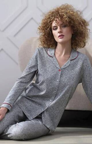 410 Cana Damen-Pyjama mit Reißverschluss – Graphit