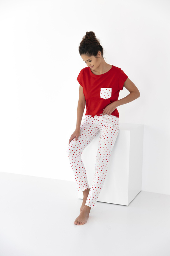 Adelaide Sensis Damenpyjama – Rot und Creme