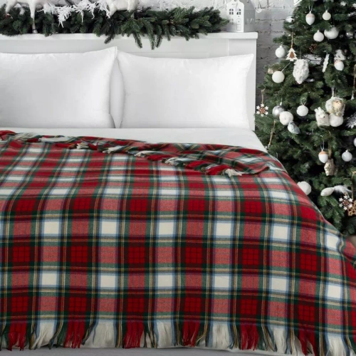 Eurofirany 40 Weihnachtsdecke rot 150x200 dick flauschig Tagesdecke