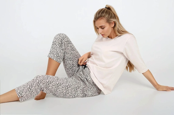 Beigefarbener Damenpyjama „Momenti Per Me“ von Your Emotions