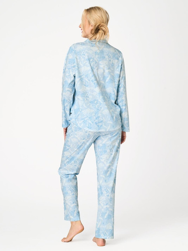 Damen-Pyjama Key LNS 657 B26 hellblau – lang, zum Knöpfen