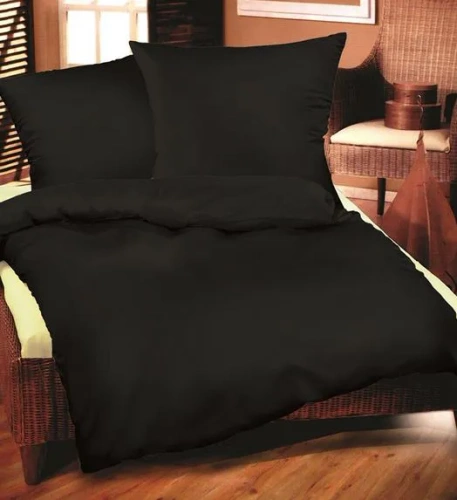 Einfarbige Baumwollbettwäsche. Extra schwarze Bettwäsche