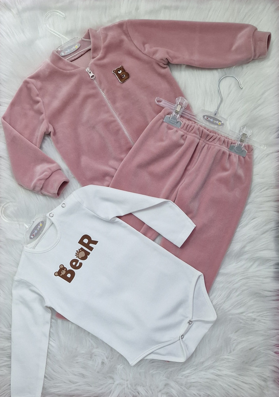 Bear Bambarillo Kinder-Samt-Trainingsanzug rosa | Weiches Set