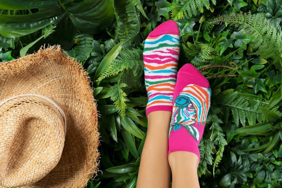 S118S Zebra Socken Füße Italienische Mode - Amaranth Druck