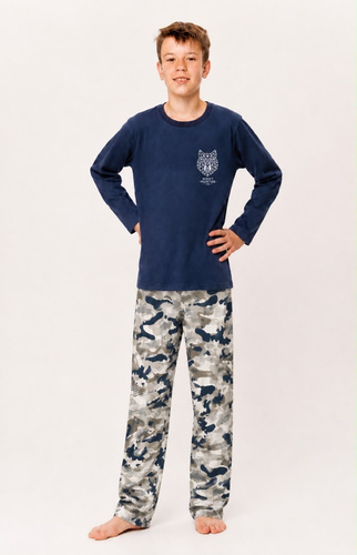 Jungen-Pyjama Taro 3684 Logan Dunkelblau 100% Baumwolle Langarm