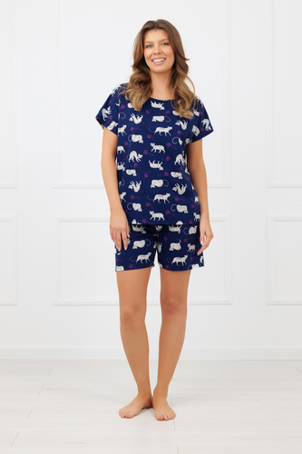 Damenpyjama Mimi Italian Fashion 100% Baumwolle – kurzer Ärmel, Shorts