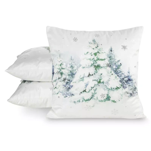 CHP348 Eurofirany Weihnachtskissenbezug 45x45 Samt mit Druck und Paspelierung