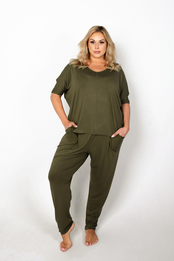 Paramo Damen Kurzarm-Set, Länge. hose Italian Fashion - khaki