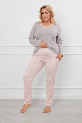 Rosaria Damen Schlafanzug lange Ärmel, lange Hose Italian Fashion - melange/print