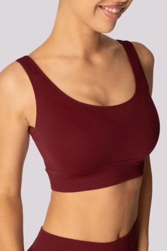 Gerippter Top-Sport-BH Mona Burgund