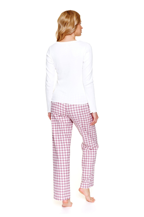 Doctor Nap 7302 – Damenpyjama mit langen Ärmeln und karierten Hosen