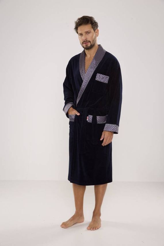 773 Bonjour Herren-Forex-Bademantel - navy blau