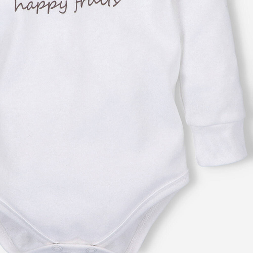 ABN-5295/ECR Happy Apples Nini Body aus ecrufarbener Bio-Baumwolle