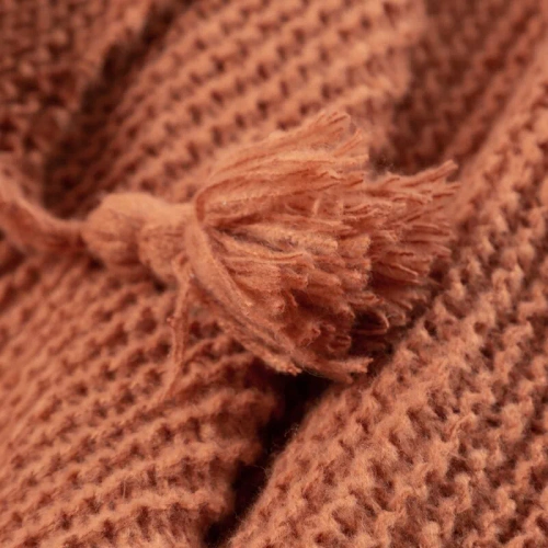 Plaid 1 Tagesdecke mit Fransen, Eurocurtains, ziegelrot