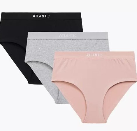 3CLP-009/Z25 Damenhöschen Atlantic schwarz-rosa-grau – Maxi Sport, Baumwolle, 3-tlg.