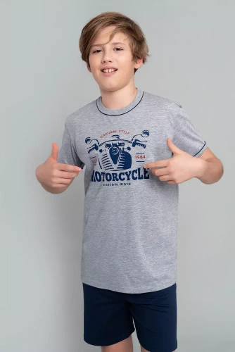 Gibson Jungen Schlafanzug kurzarm, Hose Italian Fashion- melange