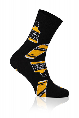S121D Whiskey Lange Socken Italian Fashion - schwarz/gelb