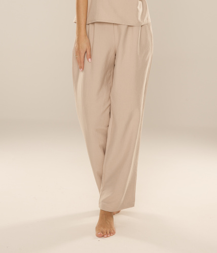 Maeve 875 De Lafense Damen Pyjamahose - lang, einfarbig, mit Taschen - sand