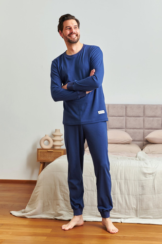 7350 Doctor Nap Herrenpyjama – gerippte Baumwolle, Komfort und Stil – Kosmos
