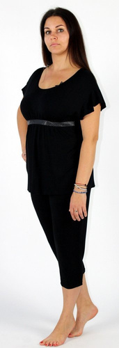 448 Julie Damen 3/4 Schlafanzug - schwarz