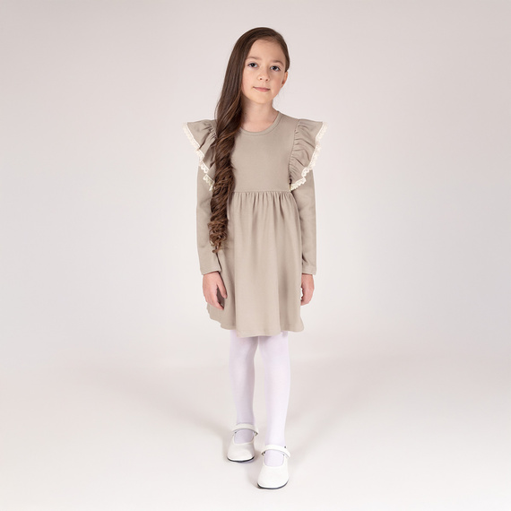 212169 Tola Mädchenkleid Nicol – 100 % Baumwolle, lange Ärmel, Rüschen, polnische Produktion