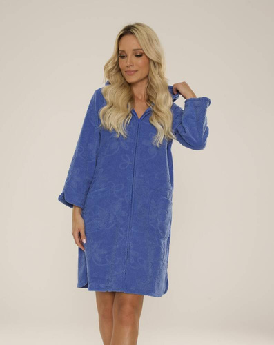 409 Jacquard Kurzer Damenbademantel De Lafense- denim