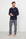 Herren Schlafanzug lange Hose navy blau