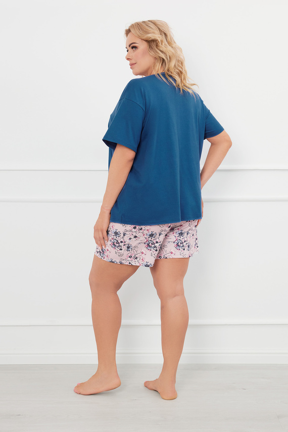 Sagitta Damen Kurzarm-Pyjama, Shorts Italian Fashion - Denim