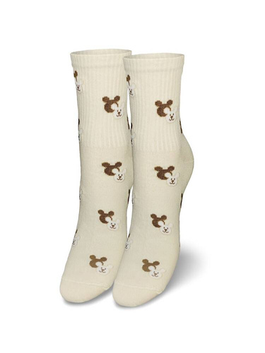 200-142 Teddy Bear Heads Milena Damensocken – ecru
