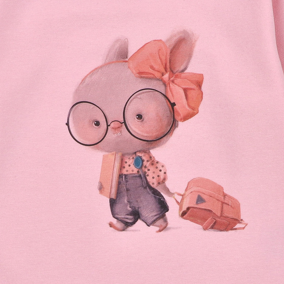 KAR-3011 Lagarto Verde Langarmbluse für Mädchen, rosa – stilvoll, Baumwolle, polnische Produktion