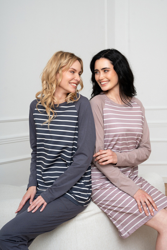 Oda Nachthemd Italian Fashion - Cappuccino Druck