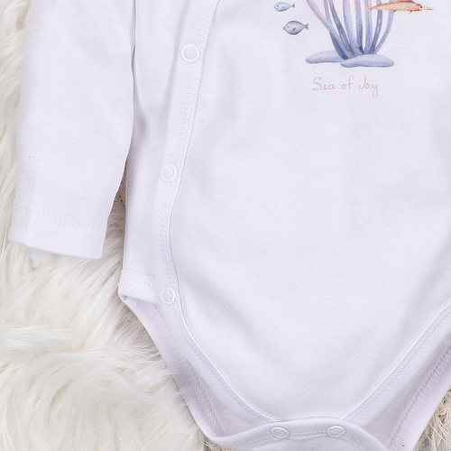 ABN-5472 Underwater World Nini Langarm-Wickelbody weiß – Bio-Baumwolle, für Babys