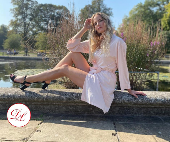 411 Jeanne Forex Kurzer Bademantel für Damen - Lachs