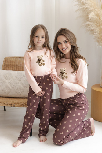 Damen-Pyjama Taro Nola 3623 Rosa 100% Baumwolle Langarm mit Hundemotiv