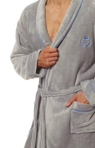 2111 Luca Herrenbademantel L&L - grau