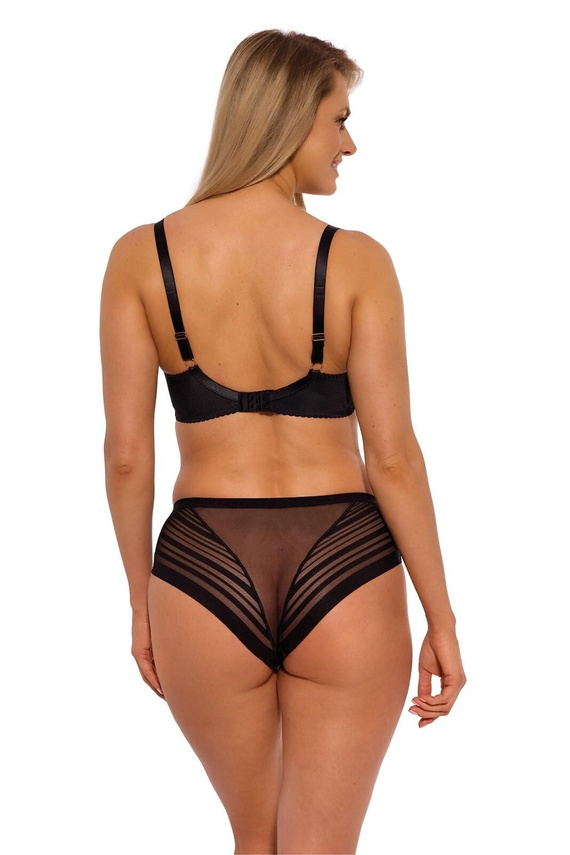 Gaia Alicia GFB 1397 Schwarze nahtlose brasilianische Slips aus Tüll mit Laserfinish
