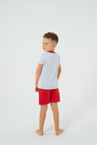 Junak Pyjamas für Jungen kurze Ärmel, Shorts Italian Fashion - j.melange/rot 