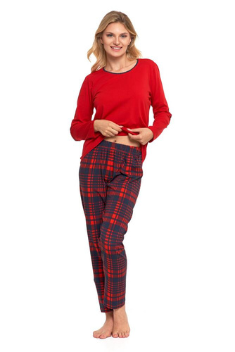 PDD5100-007 Damen-Langarmpyjama, lange Hose Moraj – rot