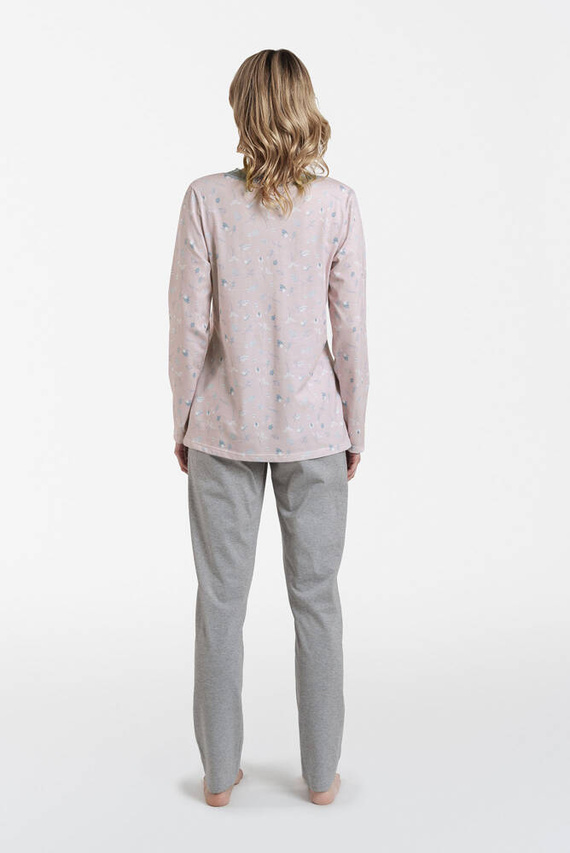 Simona Damen Schlafanzug mit langen Ärmeln und langer Hose Italienische Mode - Druck/Melange