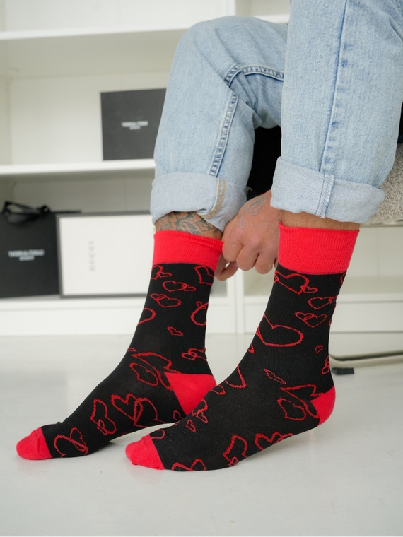 Herren Socken Milena 0125-139 mit Herzen – Baumwolle, Valentinsmotiv, Geschenk