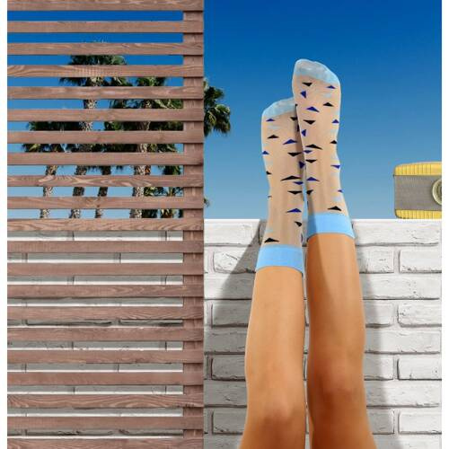 Sesto Senso Damen Nylonsocken, Dreiecke, blau
