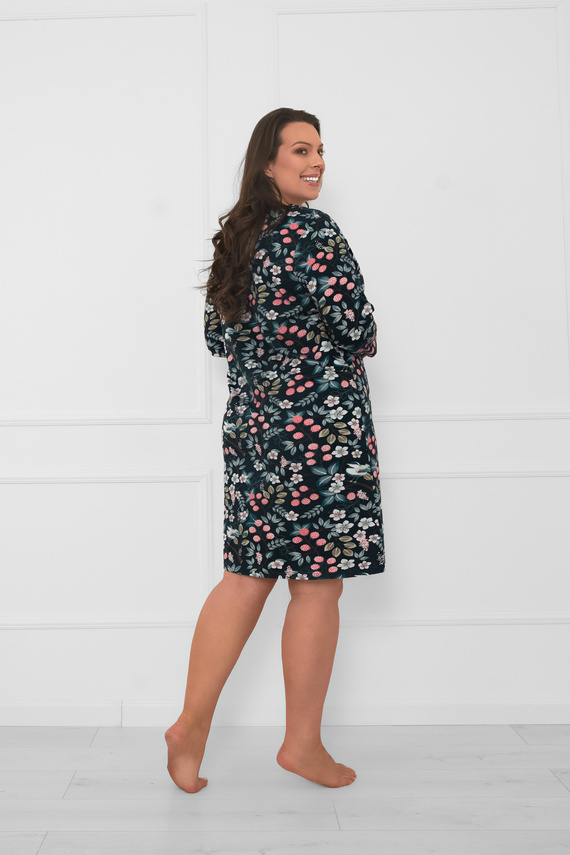 Damen 3/4 Ärmel Baumwolle Nachthemd Lucja - Blumenmuster Italienische Mode 